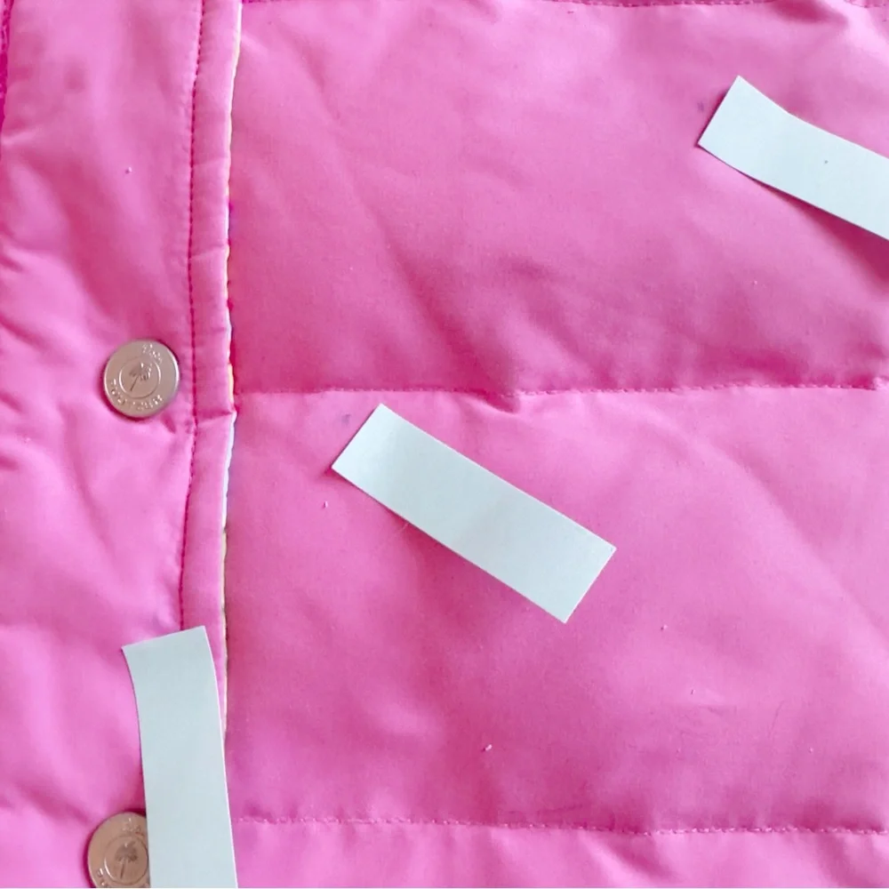 Lilly Pulitzer Floral Reversible Down Puffer Vest Girls 6X Pink Tropical Preppy
